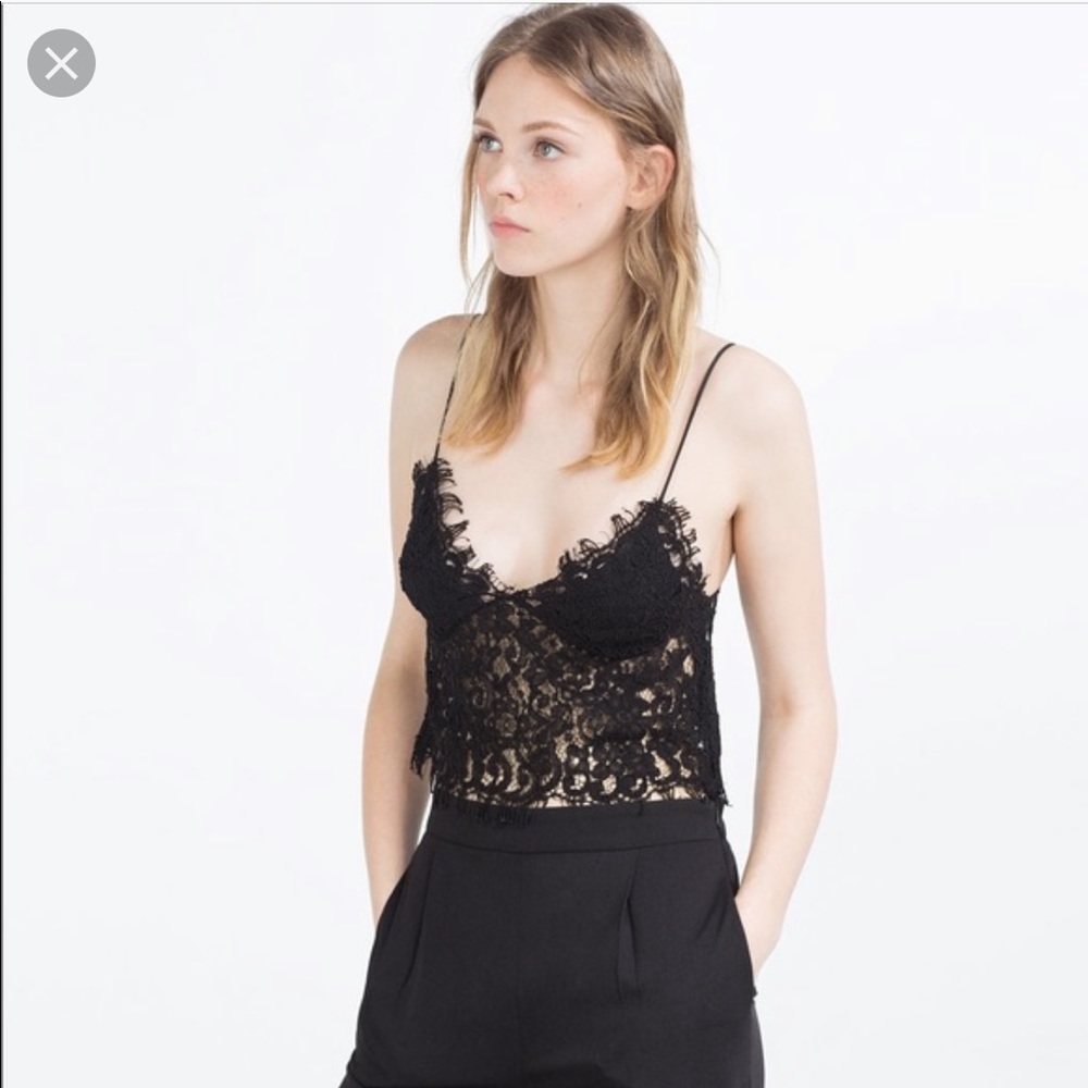 ZARA LACR BUSTIER CROP BRALETTE TOP